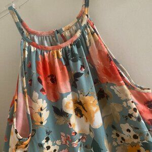 Mint/Peach floral tank Women's L
